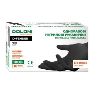 Перчатки одноразовые нитриловые DOLONI D-FENDER черные (упаковка 50 пар) - 1